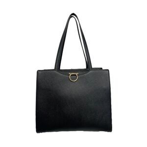 Salvatore Ferragamo Black Structured Tote Bag